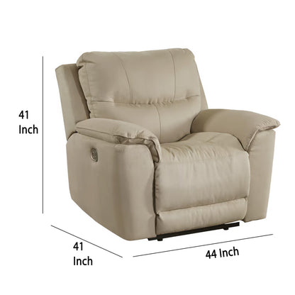 Poltrona reclinabile elettrica Zane, porta USB, 91 pollici, finta pelle scamosciata nabuk beige
