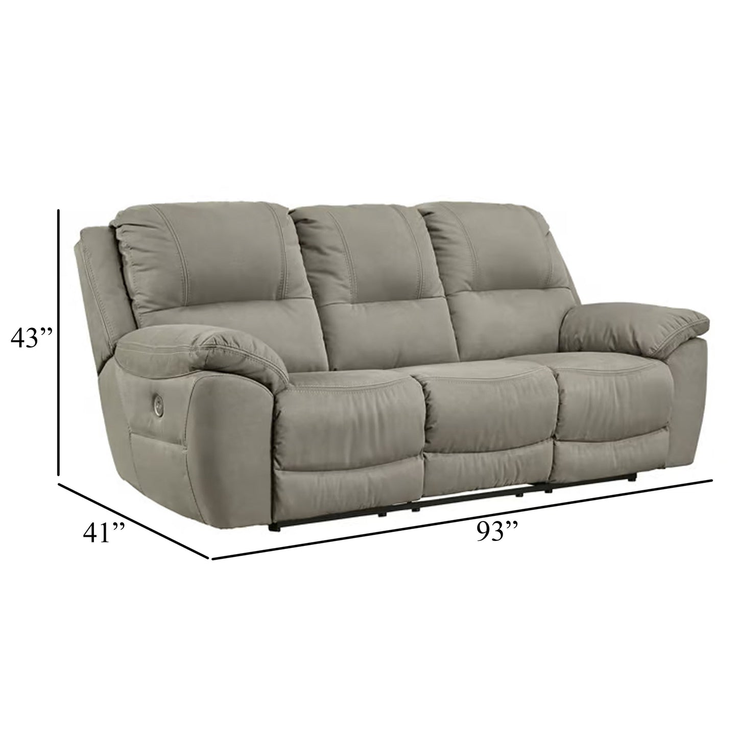 Divano reclinabile elettrico Zane, porte di ricarica USB, pelle scamosciata sintetica grigia