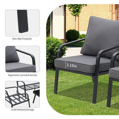 Set da conversazione per patio in alluminio Zenova da 2/4 pezzi, divano componibile da esterno con sedie singole