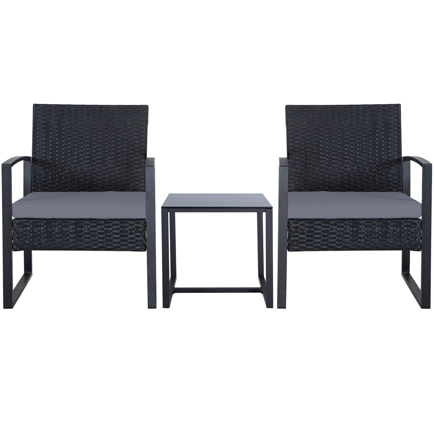 Set da giardino Zenova da 3 pezzi, tavolo e sedie in vimini, set da 2, mobili da balcone in rattan resistenti alle intemperie