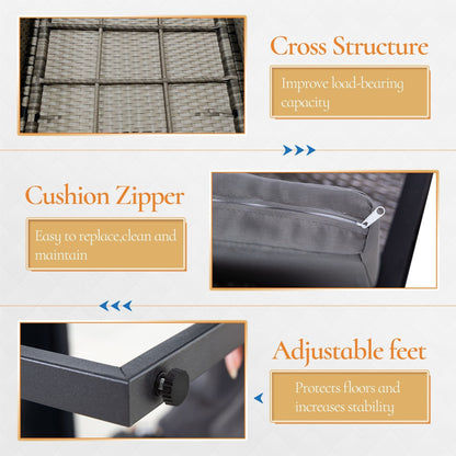 Set da giardino Zenova da 3 pezzi, tavolo e sedie in vimini, set da 2, mobili da balcone in rattan resistenti alle intemperie