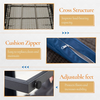 Set da giardino Zenova da 3 pezzi, tavolo e sedie in vimini, set da 2, mobili da balcone in rattan resistenti alle intemperie