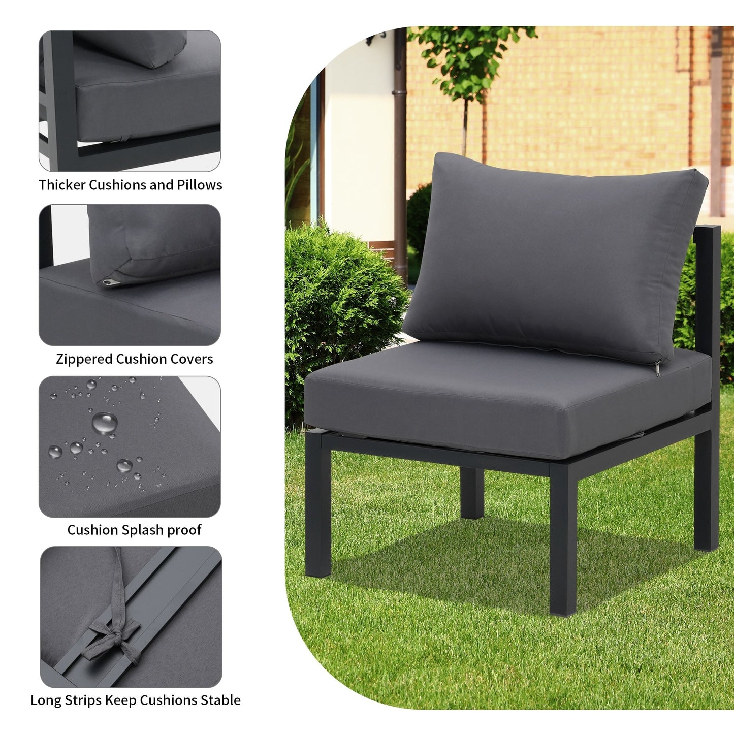 Set di mobili da giardino in alluminio Zenova da 5/7 pezzi, divano componibile per esterni