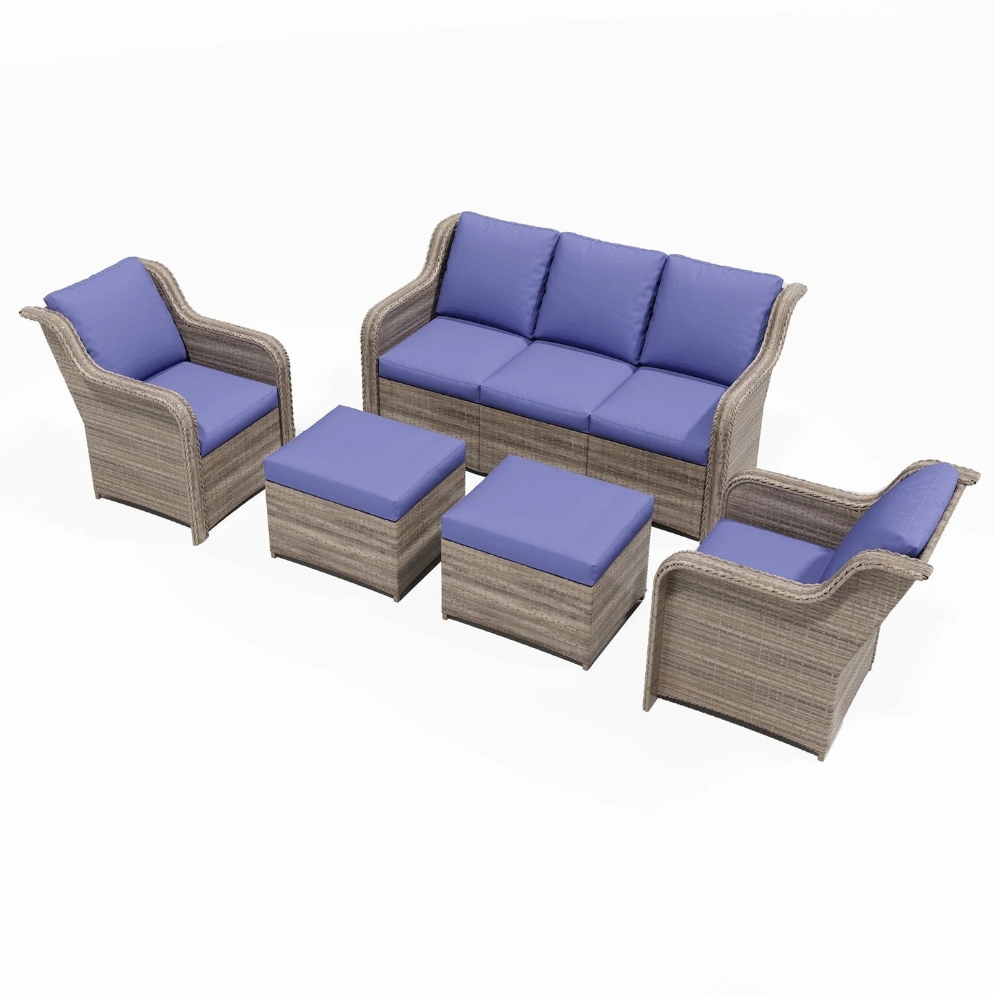 Set da conversazione per patio Zenova, sedie in vimini e rattan, set di divani, mobili da giardino