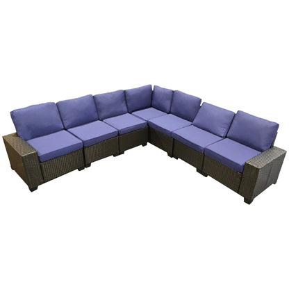 Set da conversazione per patio Zenova, sedie in vimini e rattan, set di divani, mobili da giardino