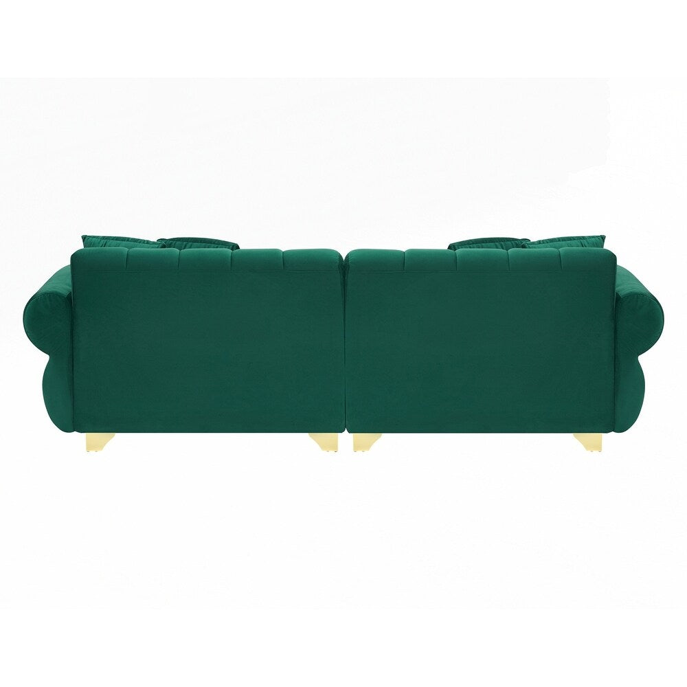 Cuscini per divano avvolti in molle con eleganti piedini in metallo e 4 cuscini decorativi