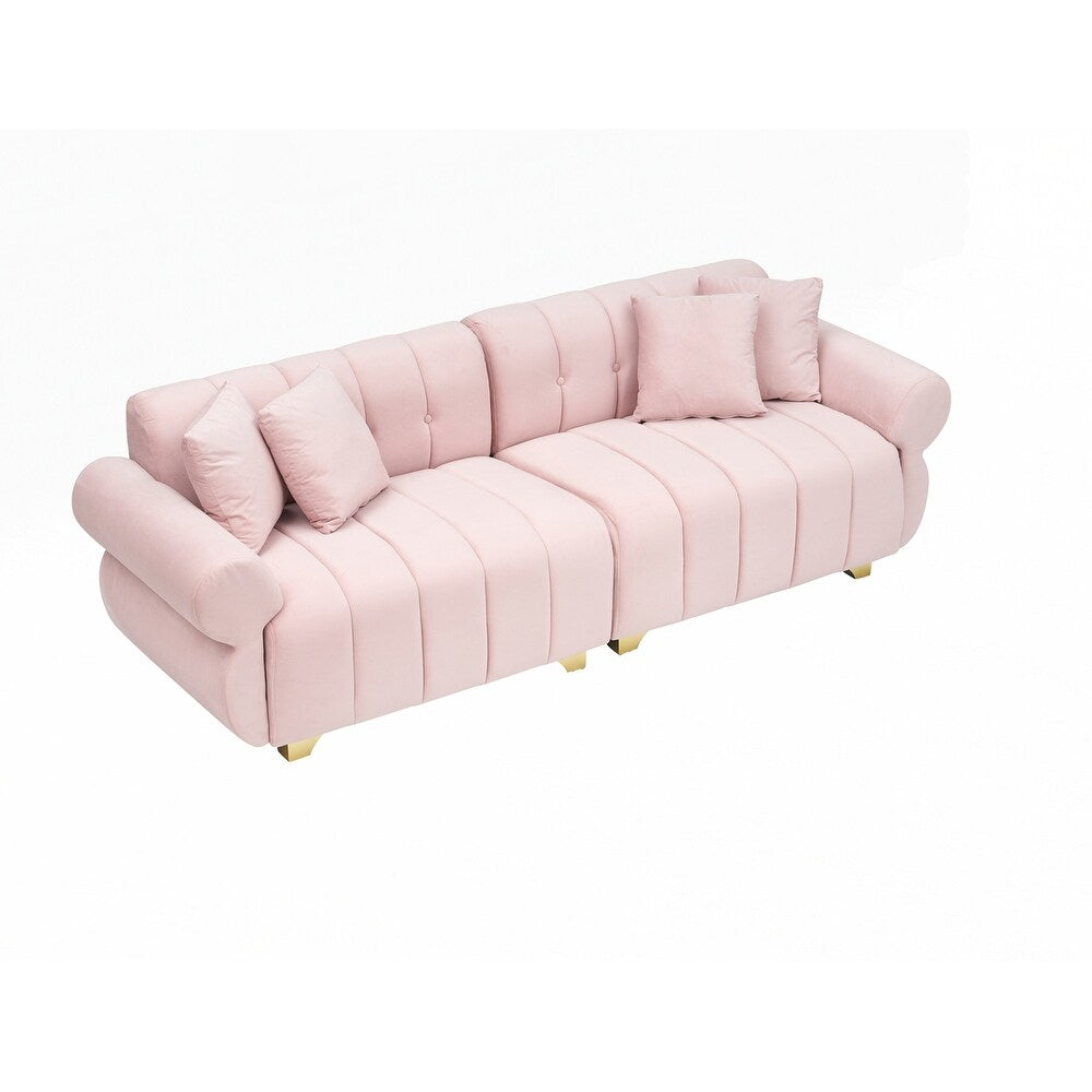 Cuscini per divano avvolti in molle con eleganti piedini in metallo e 4 cuscini decorativi