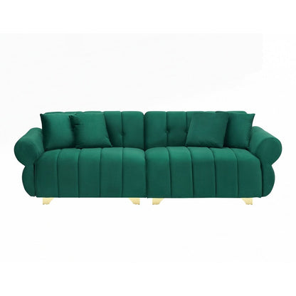 Cuscini per divano avvolti in molle con eleganti piedini in metallo e 4 cuscini decorativi