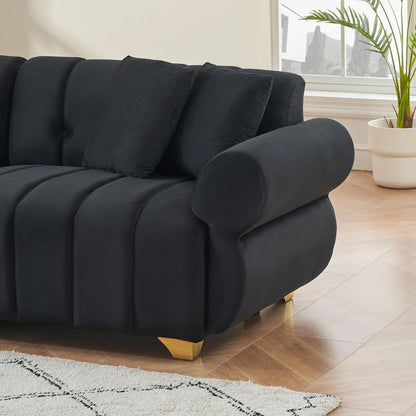 Cuscini per divano avvolti in molle con eleganti piedini in metallo e 4 cuscini decorativi